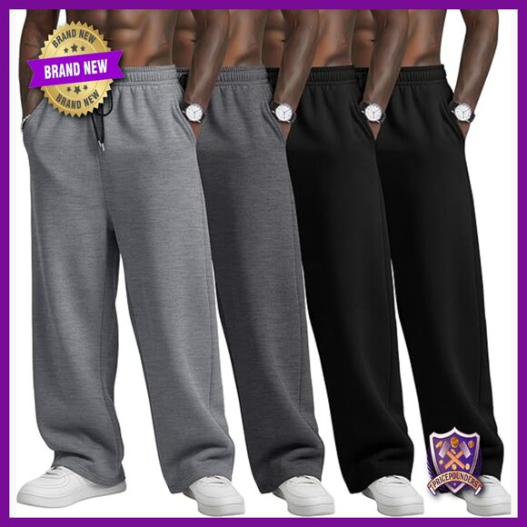 4 Pack Big & Tall Sweatpants Athletic Joggers Drawstring Pockets Lounge